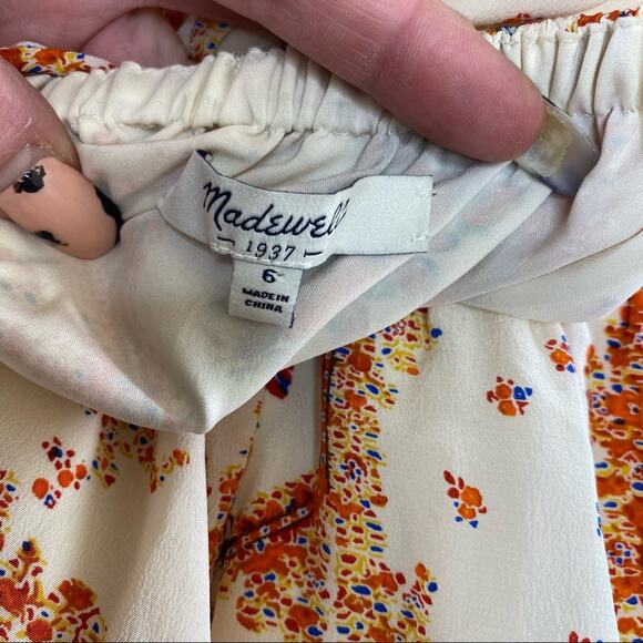 Madewell 100% Silk sleeveless fully lined twist open back patterned dress size 6 - Picture 10 of 10